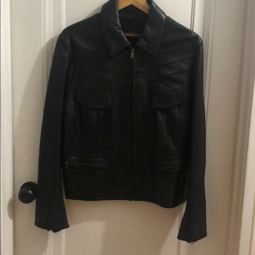 Tahari Black leather jacket